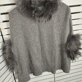 Пончо з хутром, вовна+ кашемір