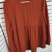 Shein 3xl теплий светрик з баскою пухнастий рубчик