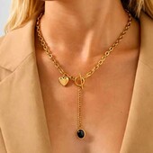 Кольє, краватка ланцюжок з підвіскою серце, медзолото