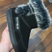 Натуральний замш! Дитячі ! Стильні зимові чобітки уггі з хутряною опушкою • Натуральний замш