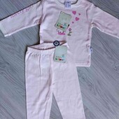 Lilliput брендовая хлопковая пижамка цвет розовый на девочку рост 74 см