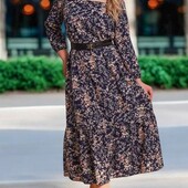 Платье женское с воланом макси софт в цветочный принт.