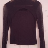 Гольф-сеточка черного цвета с вырезом, 38р.