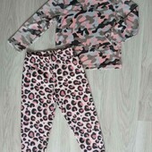 Dunnes stores брендовый пижамный комплект велюр + флис на рост 116 см