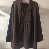 Плюс сайз вільна блуза у шоколадному кольорі xxl