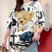 Жіноча футболка, з мультяшним прінтом, розмір 50-54