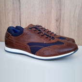 Німецькі шкіряні кеди, чоловічі кросівки коричневі з синім, літо демі, р. 40