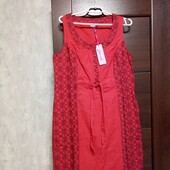 Брендовое новое летнее платье лён+коттон р.14-16.