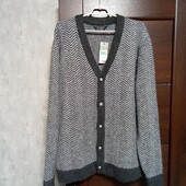 Новый брендовый мужской теплый кардиган р.2XL(54-56).