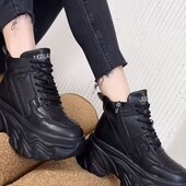 Жіночі чорні зимові кросівки на платформі, 37р 22,5 см,