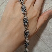 Шикарний срібний браслет троянди