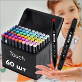 Набор двусторонних скетч маркеров. 60 штук+чехол