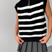 Жилет теплий, в'язаний у смужку, Актуальна модель, без дефектів