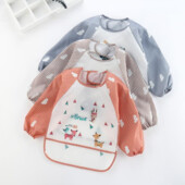 Детские водонепроницаемые нагрудники-фартуки с длинными рукавами для кормления и творчества.