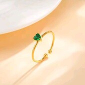 Тонка каблучка, кільце, зелений циркон форма серце