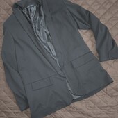 Boohoo uk12 чорний піджак блейзер з цікавим коміром