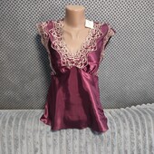 Симпатичная атласная блузка/ маечка, р.38(евро)