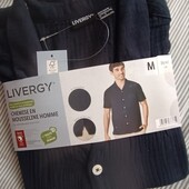 Чоловіча сорочка з коротким рукавом livergy муслін 100% котон М