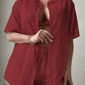 Трендова червона сорочка оверсайз, L