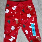 Primark теплые штанишки джоггеры внутри начес цвет красный на рост 74 см