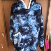 Меховушка, плюшева туника, кофта, худи, 2-3XL. небо, слип, пижама