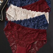 Лот-5шт! Набір однотонних мереживних трусиків XL