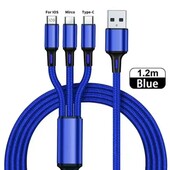 Кабель 3в1 синього кольору