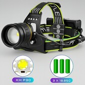 Супер потужний налобний ліхтар 1000 м, 3 режими, акумуляторний комплект