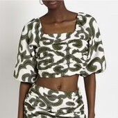 Льняний кроп топ з рослинним прінтом р.12