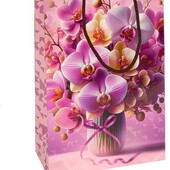 Пакет кольоровий середній "Квіти" 27х16х7 см