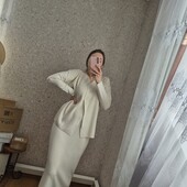 Шерстяний, світлий костюмчик, Міді спідниця ❄️