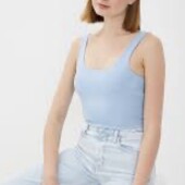 Базовий блакитний топ в рубчик, М