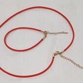 Красная нить с цепочкой (комплект) позолота 585 пробы