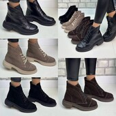 36-41 рр черевики демі/зима натуральна шкіра/замша чорний, коричневий, капучіно