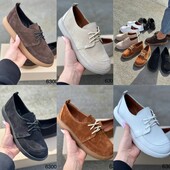 36-41 рр лофери-туфлі на шнурівці натуральна замша/шкіра чорний, бежевий, капучино, коричневий