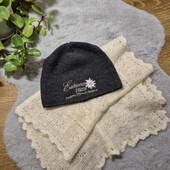 Сіра шапка з вишивкою + шарф ❄️