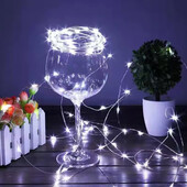 Світлодіодна гірлянда “Роса” на батарейках, 2 м - 20 світлодіодів, колір холодний