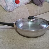 ❤️Коллекционная сковорода сотейник с нержавеющей стали с крышкой Happy Lady❤️