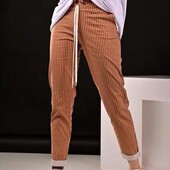 Женские легкие коттоновые штаны в полоску.