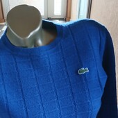 Lacoste wool sweater blue супер теплый модель оверсайз