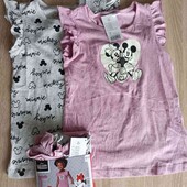 Disney брендовые хлопковые футболочки на девочку рост 122/128 см в лоте 2 шт.