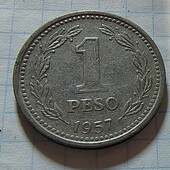 Монета Аргентини 1 песо 1957
