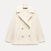 Двубортне пальто букле молочне zara дефект