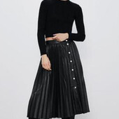 Zara спідниця міді еко шкіра