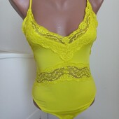 Zara боди лимонного цвета с кружевом S размер