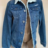 Джинсова куртка/піджак з воротником під овчину