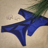 Комфортні.Для спорту.Набір стрінгів та сліпів сині та чорні