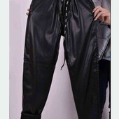 Классные штаны МОМ на флисе из эко кожи.Турция.Описание,замеры. 