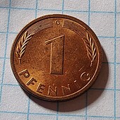 Монета Германії 1 пфенінг 1981