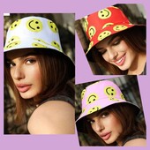 Жіноча панама двостороння з полями в смайлик.